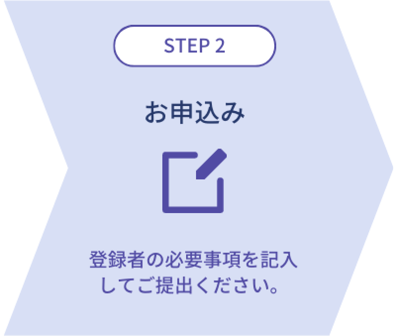 STEP2　お申込み　登録者の必要事項を記入してご提出ください。